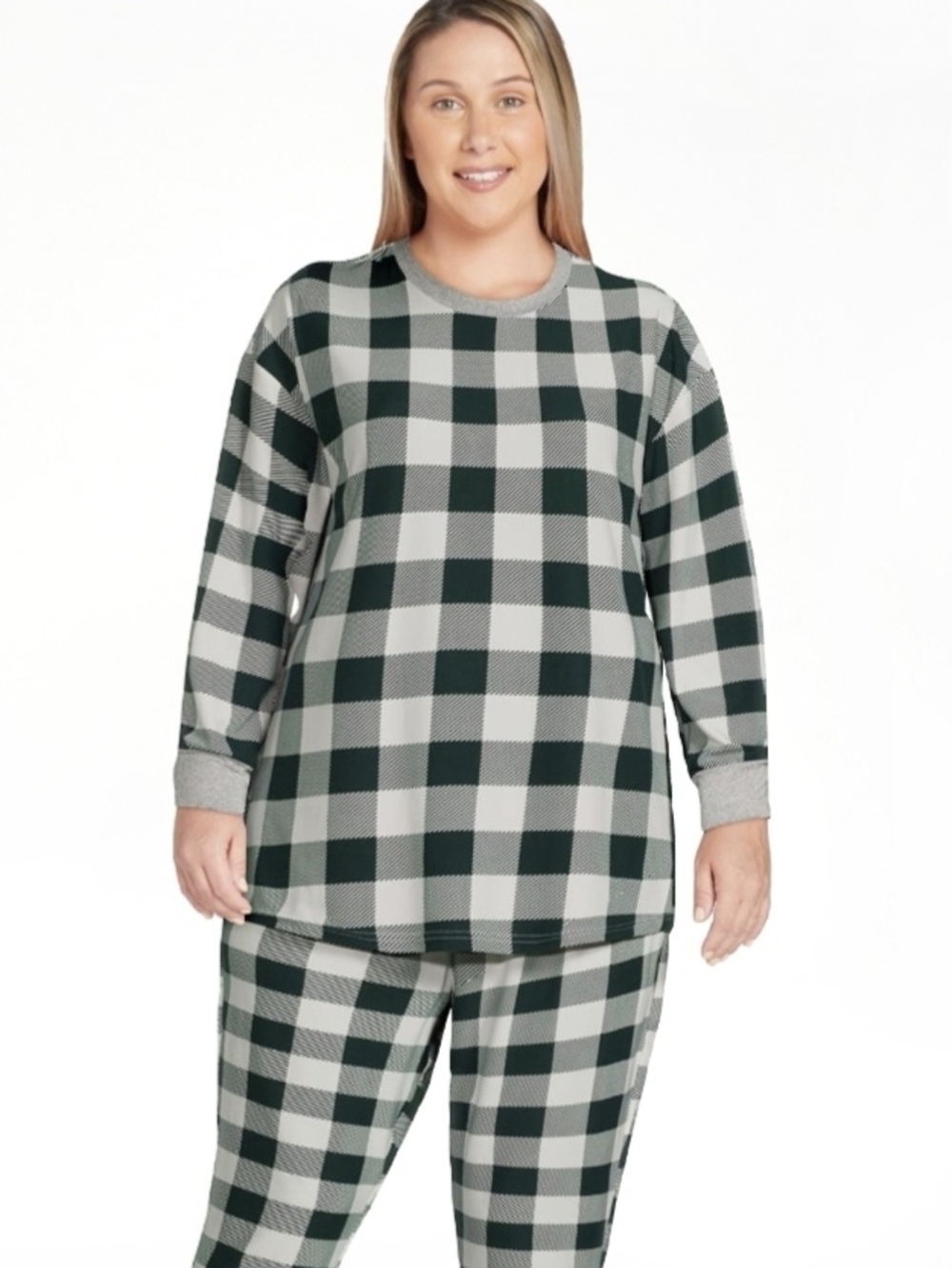 Jolly Jammies Women’s Holiday Green Plaid 2 Piece PJ Pajama Set Size 2X